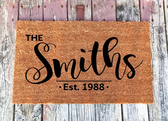 Last Name and Year Personalized Customized - Coir Door Mat - Doormat - 24x36 - Welcome Mat
