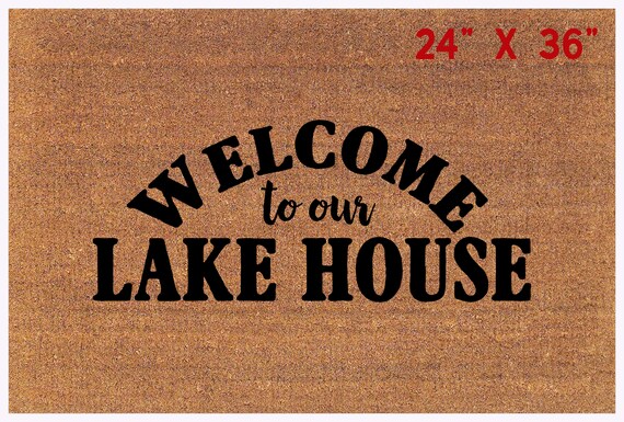 Welcome To Our Lake House Welcome Mat Coir Door Mat Etsy