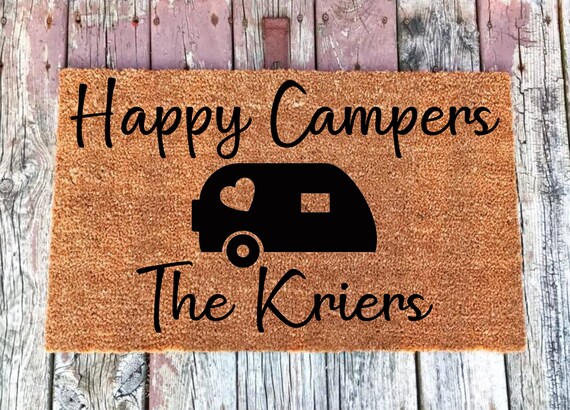 Happy Campers Doormat Personalized Coir Door Mat Etsy