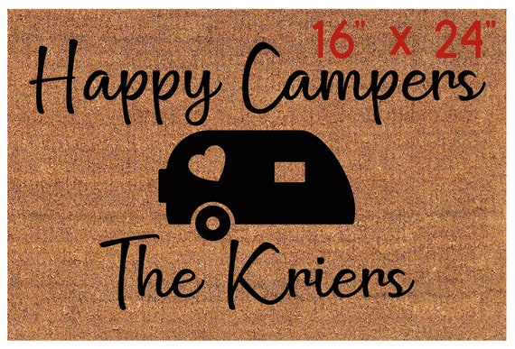 Happy Campers Doormat Personalized Coir Door Mat Etsy