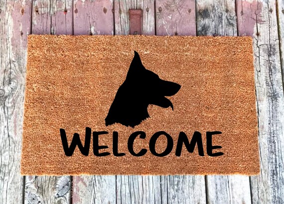 German Shepherd Welcome Mat Coir Door Mat Doormat 16x24 18x30 24x36 Housewarming Gift Shipping Included