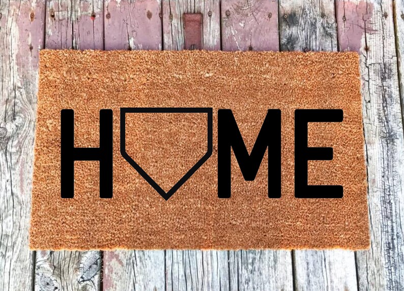 Home Plate Home Baseball Coir Door Mat Doormat 16x24 18x30 24x36 Welcome Mat Housewarming Gift Shipping Included