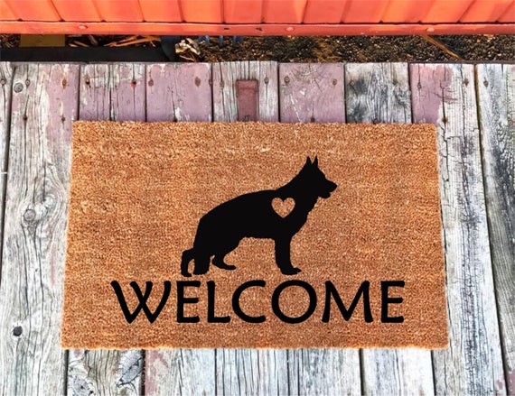 German Shepherd With Heart Welcome Mat Coir Door Mat Etsy