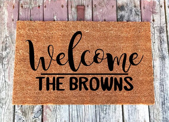 Last Name Personalized Customized Coir Door Mat Doormat 16x24 18x30 24x36 Welcome Mat Housewarming Gift Shipping Included