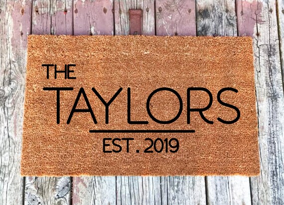 Last Name And Year Personalized Customized Coir Door Mat Etsy