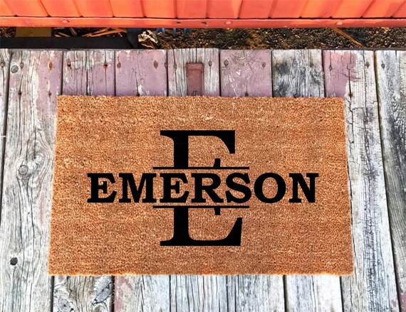 Letter E Last Name Large Personalized Coir Door Mat Etsy