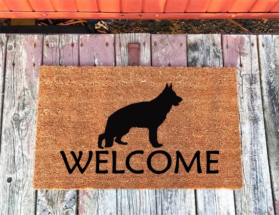 German Shepherd Welcome Mat Coir Door Mat Doormat 16x24 18x30 24x36 Housewarming Gift Shipping Included