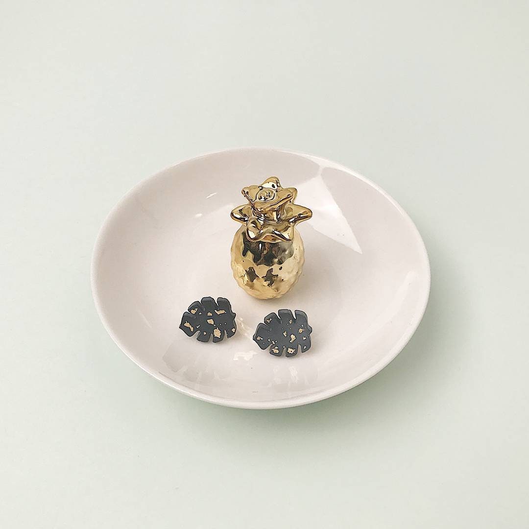 Concrete Jewelry Jungle Earrings Palm Leaf Gold Gilding Etsy