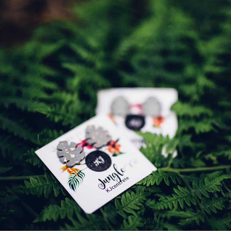 Concrete Jewelry Jungle Earrings Palm Leaf Gold Gilding Etsy