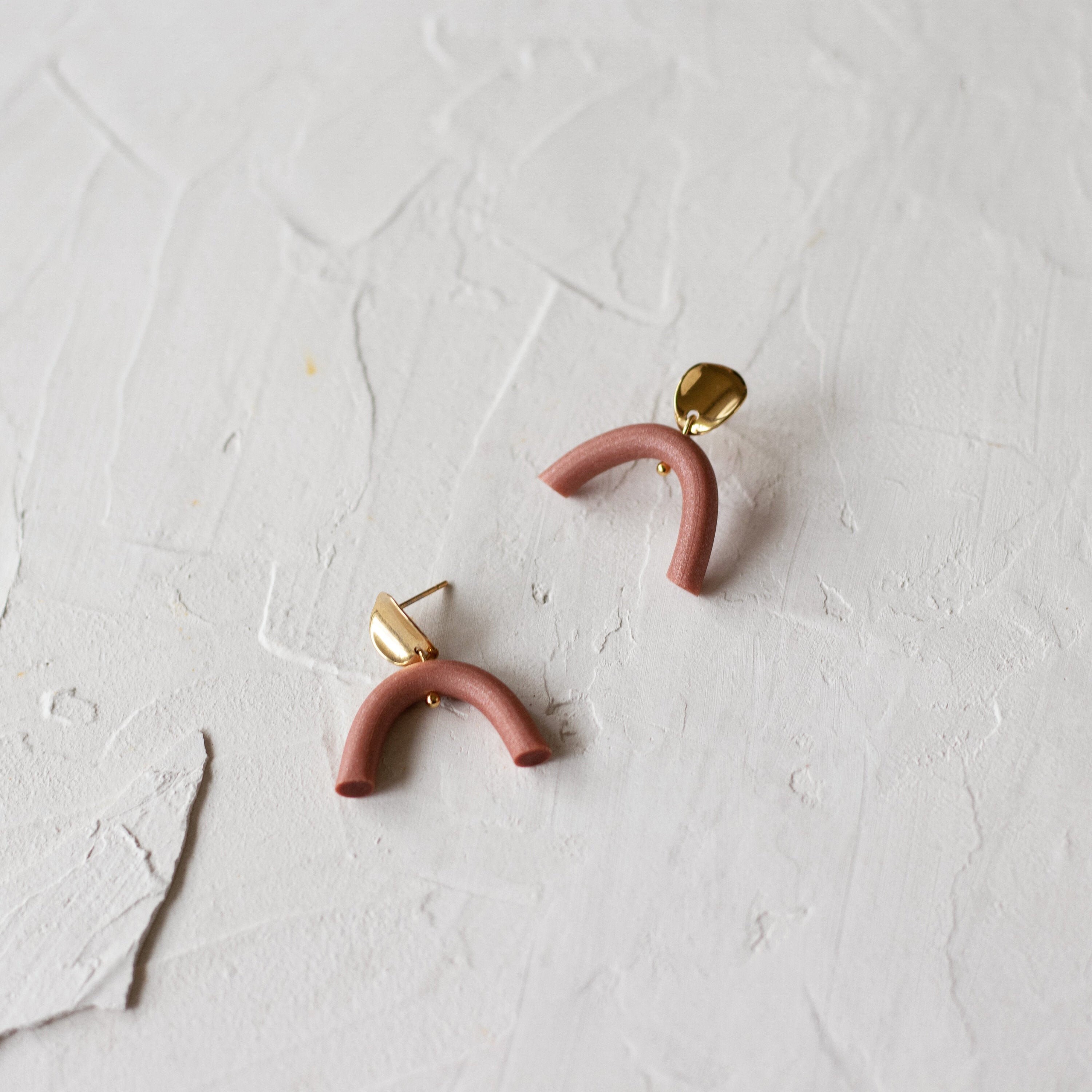 MILA // Nude Polymer Clay Earrings / Statement Earrings / Arch - Etsy