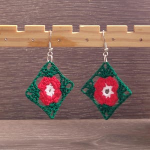 Microcrochet Granny Square  Earrings
