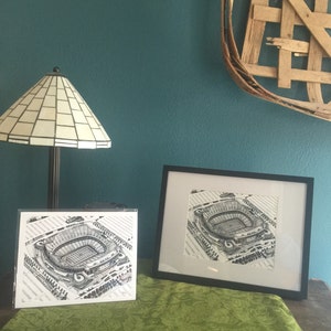 Beautiful quality print of hand drawn Arrowhead Stadium, home of the Kansas City Chiefs. Super Bowl Champions.  LIV