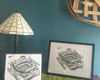 Beautiful quality print of hand drawn Arrowhead Stadium, home of the Kansas City Chiefs. Super Bowl Champions.  LIV