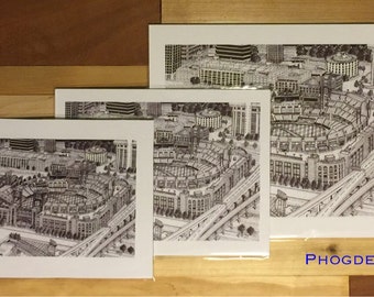 Print of hand-drawn Busch Stadium/St. Louis Cardinals.