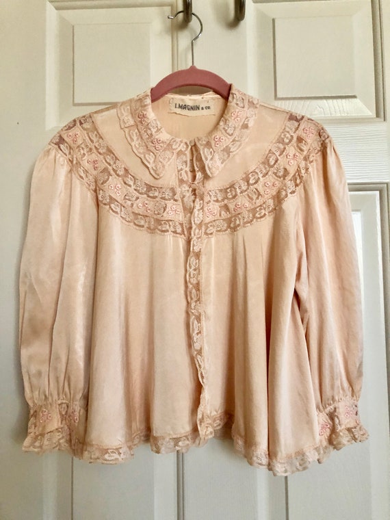 Vintage Silk Bed Jacket from I. Magnin