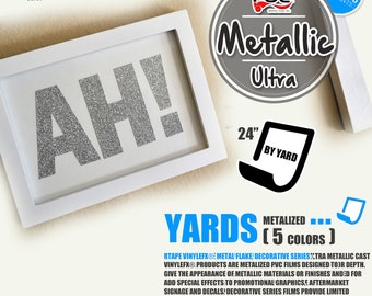 24" x 1 Yd  Ultra Metallic Adhesive backed Sign Wall Craft Vinyl Choose from 17 colors