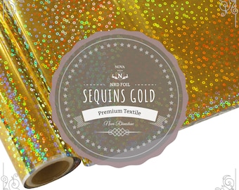 NRD Premium Textile Thermo Heat Transfer Foil **Sequins Gold** 12" X 25' ft. FREE SHIPPING!!