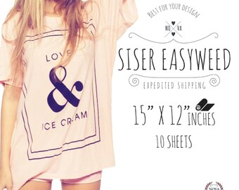 10 Sheets - EasyWeed Siser IRON-ON Heat Transfer Vinyl of 12"X 15", Choose From 46 COLORS **Combine Shipping Discount**