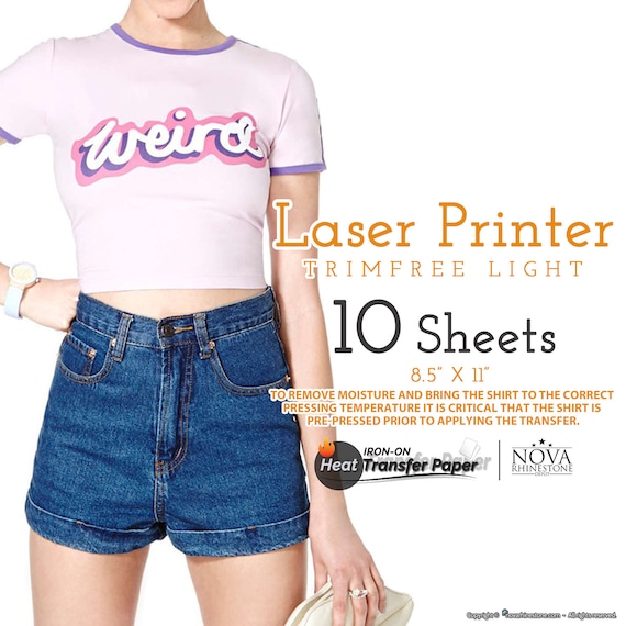 New Laser Iron-On Heat Transfer Paper 8.5" x 11" For Light fabric 25 Sheets 