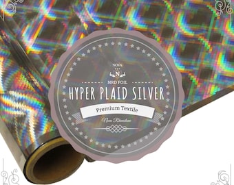 NRD Premium Textile Thermo Heat Transfer Foil **Hyper Plaid Silver** 12" X 25' ft. FREE SHIPPING!!