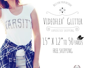 SISER VideoFlex™ Glitter Heat Transfer Vinyl 15" x 12", 1y, 3y, 5y, 10y, 25y & 50y Free Shipping!