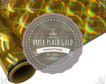 NRD Premium Textile Thermo Heat Transfer Foil **Hyper Plaid Gold** 12" X 25' ft. FREE SHIPPING!!