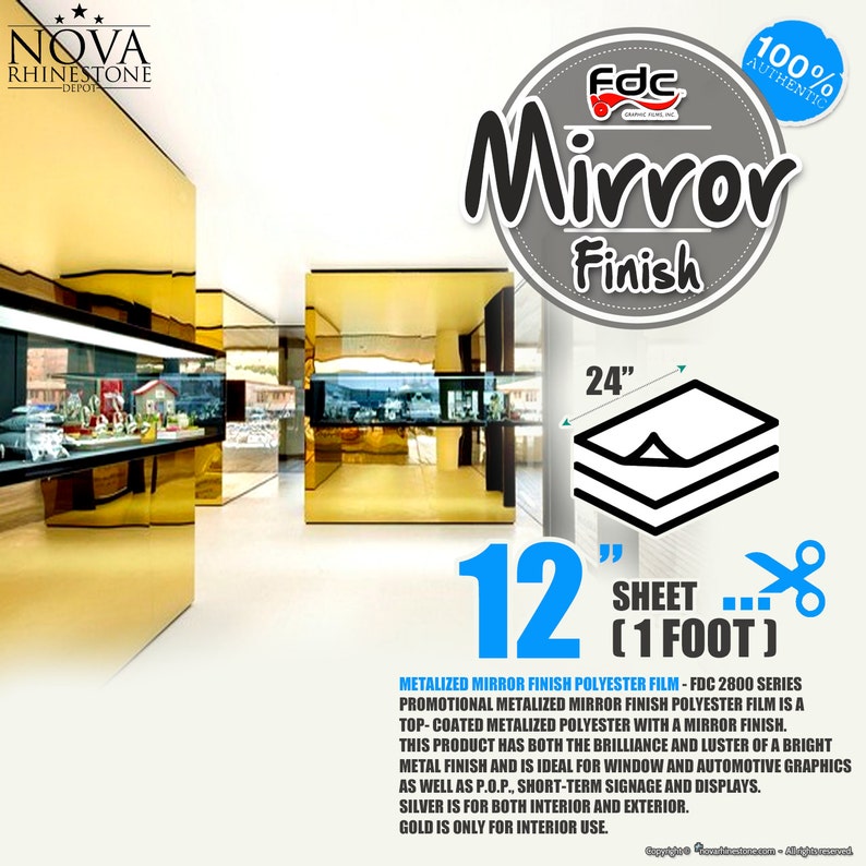 12 X 24 Mirror Finish Adhesive Backed Sign Wall Craft Vinyl Choose From 2 Colors