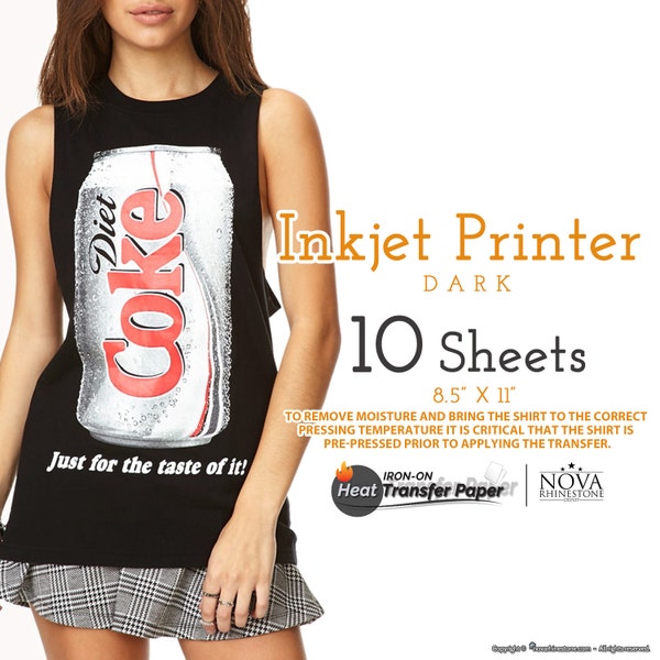 Inkjet Iron-On Heat Transfer Paper, For Dark fabric, 8.5" x 11", 10 Sheets FREE shipping