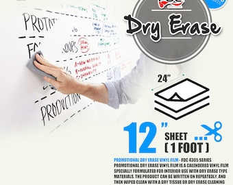 12" x 24" Dry Erase Adhesive backed Sign Wall Craft Vinyl Choose from 2 colors