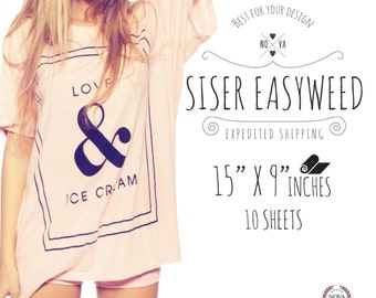 New Siser EasyWeed IRON-ON Heat Transfer Vinyl 10 Sheets of 15" X 9" Choose From 46 COLORS **Combine Shipping Discount**