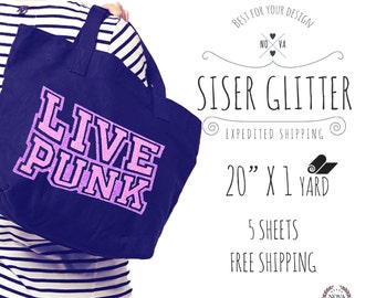 New Siser GLITTER Heat Transfer Vinyl 5 of 20" X 1 yd, MIX & MATCH Choose From 45 Colors ** Free Shipping **
