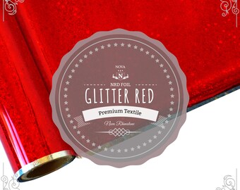 NRD Premium Textile Thermo Heat Transfer Foil **Glitter Red** 12" X 25' ft. FREE SHIPPING!!