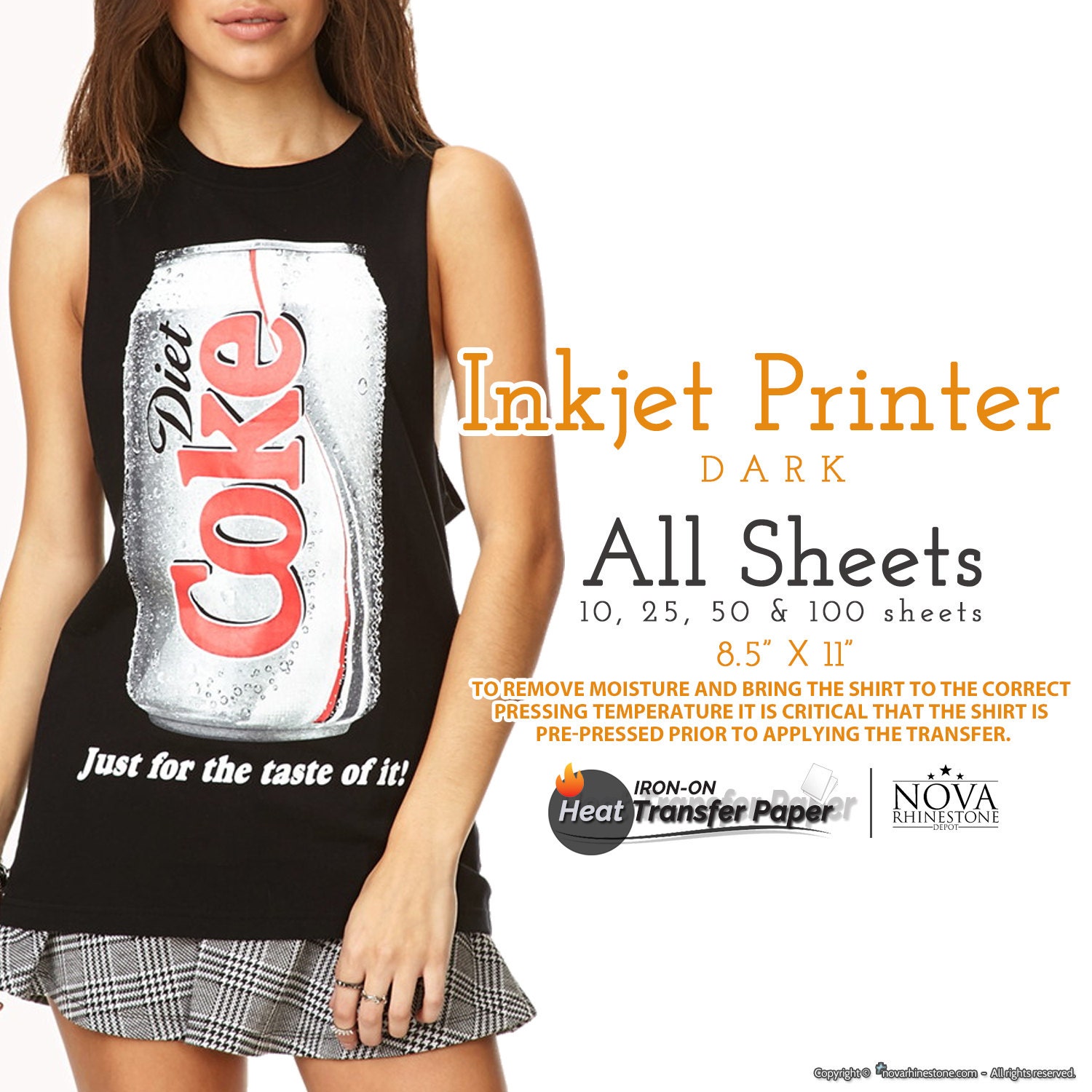 Inkjet Iron-On Heat Transfer Paper, For Dark fabric, 8.5" x 11&q…