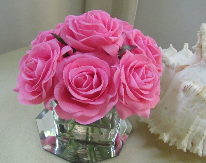 Beautiful Real Touch Rose Arrangement real Touch Pink Rose in - Etsy