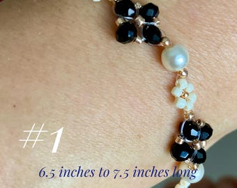 Crystal Beaded Bracelet: Gold Plated Adjustable Chain, Japanese Miyuki Beads, Jewelry, Mother's Day, Birthday