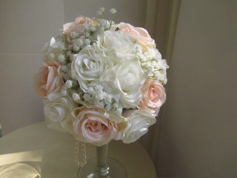 Wedding Flowers Blush Pink Rose crystal Bouquets Bride Flowergirl Bridesmaid