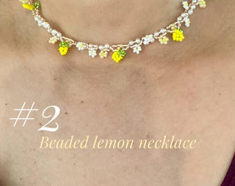 Handmade Beaded Lemon Choker: Japanese Miyuki Beads, Jewelry, Unique, Mother's Day, Birthday, Holiday