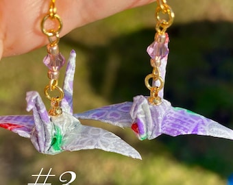 Unique Japanese Origami Crane Earrings, Resin Jewelry, Handmade, Birthday, Holiday, Christmas, Handmade, Mother's Day