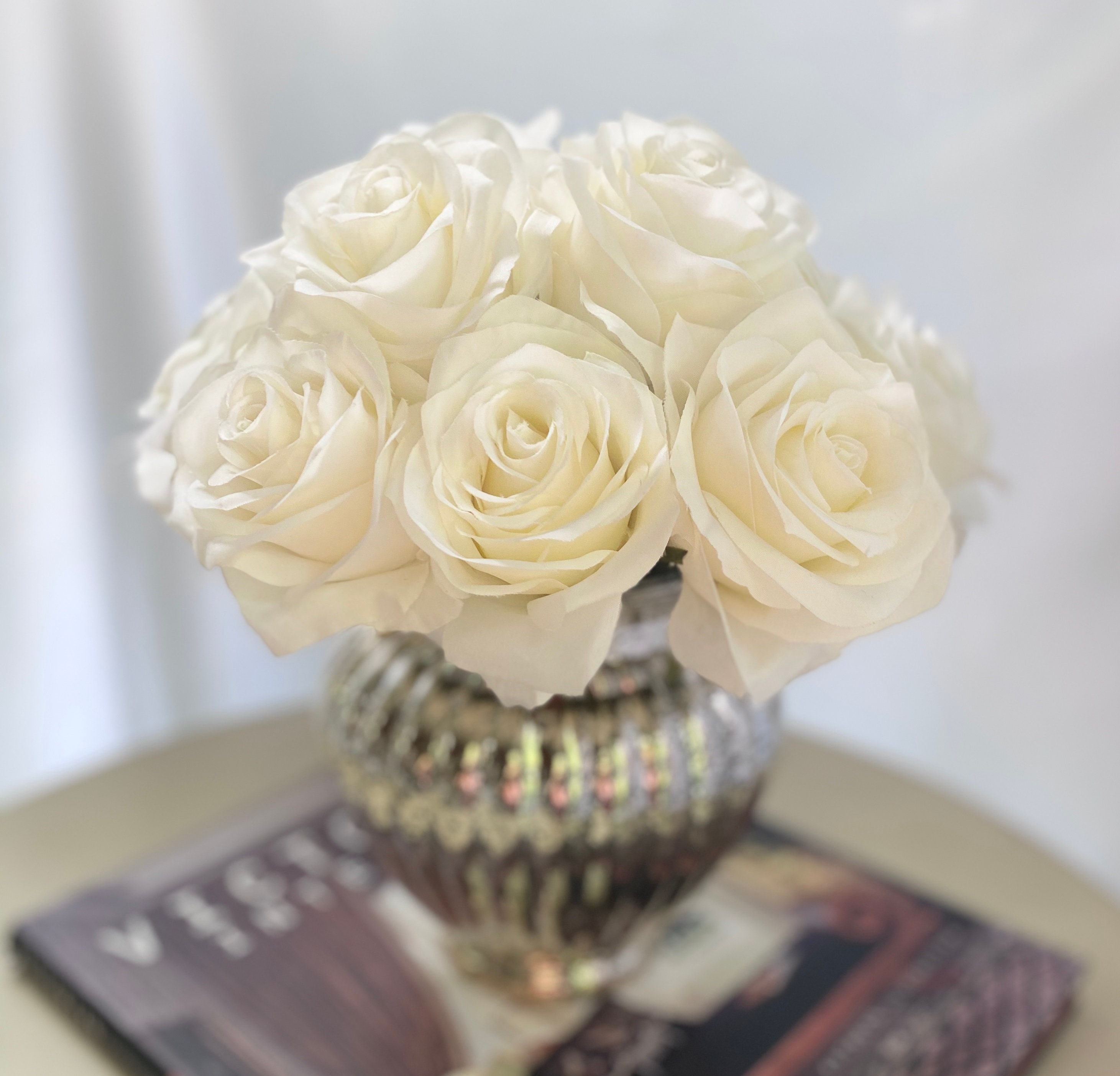 Beautiful Silk Flower arrangement OffWhite /Ivory White Etsy
