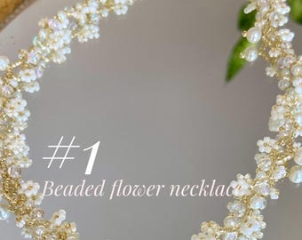 Handmade Beaded Flower Choker: Japanese Miyuki Beads, Jewelry, Unique, Mother's Day, Birthday, Holiday