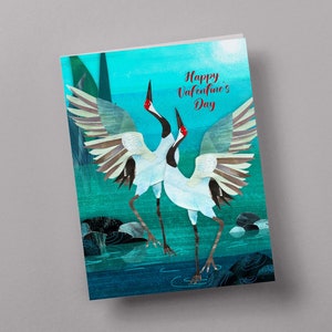 Happy Valentine's Card, Lovebirds Greeting Card, Bird Card, Valentines Day Card, Originally illustrated Card, Birds Valentine's Card image 2