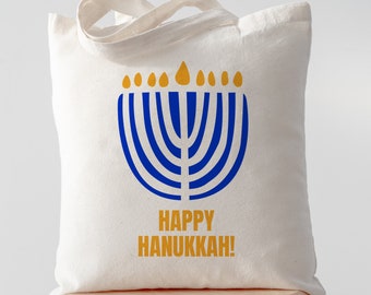 Hanukkah Tote Bag, Chanukah Print Reusable Bag, Sustainable Gift, Farmers Market Tote Bag, Jewish Holiday Bag, Happy Hanukkah Gift,Chanukkah