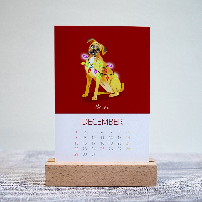 2024 Dogs Breeds Desk Calendar, 2024 Calendar with Stand, Dogs Calendar 2024, Corporate Holidays Gift, Holidays Gift, 2024 Desktop Calendar image 3