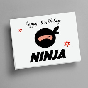 Happy Birthday Ninja Card, Ninja Birthday Card, Card for Him, Birthdays Boy Card, Boys Birthday Card, Birthday Card for Man, Cute Ninja Card