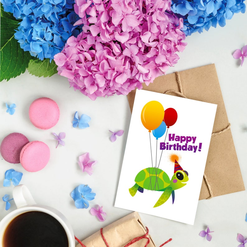 Printable Turtle Birthday Card | Etsy
