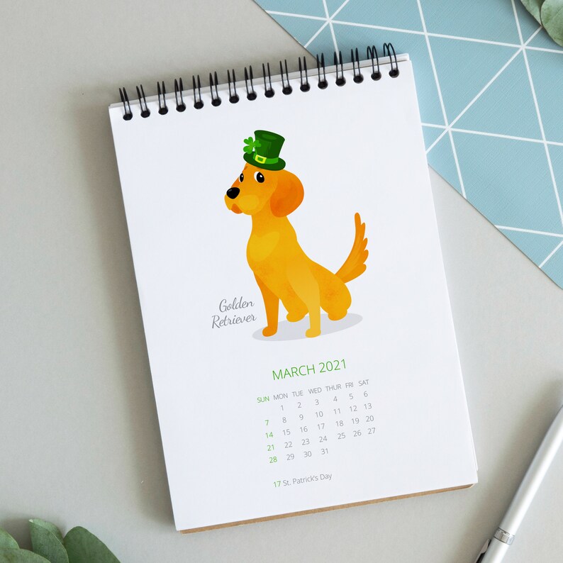 2021 Dogs Calendar 2021 Dogs Art Wall Calendar Dogs Breed Etsy