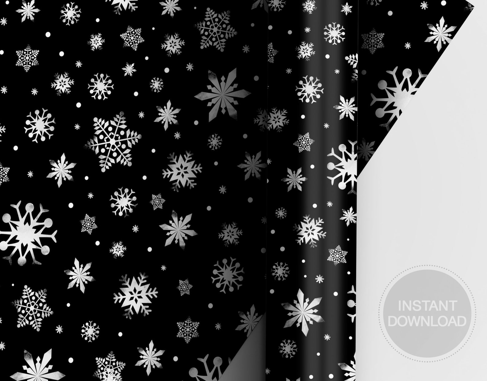 Printable Christmas Wrapping Paper Black and White Christmas Etsy