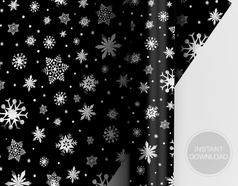 Printable Christmas Wrapping Paper Black and White Christmas Etsy Christmas Wrapping Paper Black