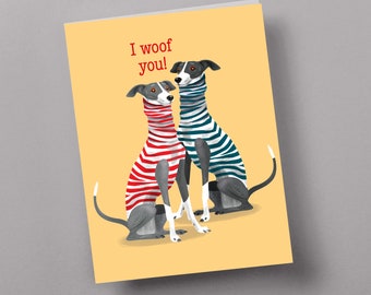Dog Valentines Card, Happy cute funny couple, Card for him her girlfriend, Boyfriend, Partner, Fiancé, Husband Wife Valentines, Dogs Kissing