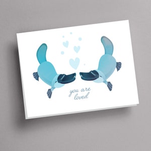 Platypus Card, Platypus Couple Card, Cute Platypus Card, Love Couple Card, Card for Her, card for Friend, Platypus Lovers Card